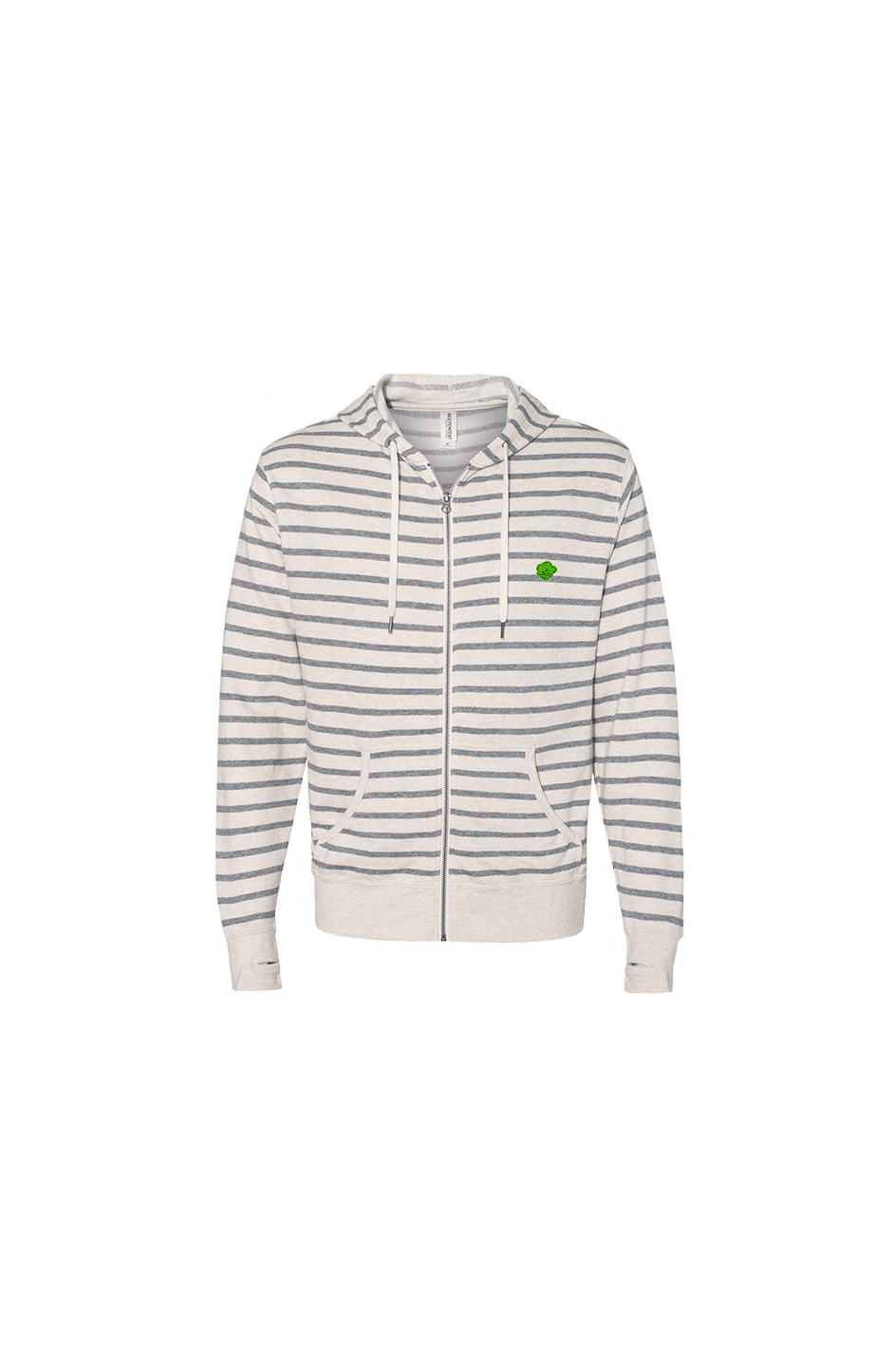 Oatmeal Heather Stripe  Zip Hoodie
