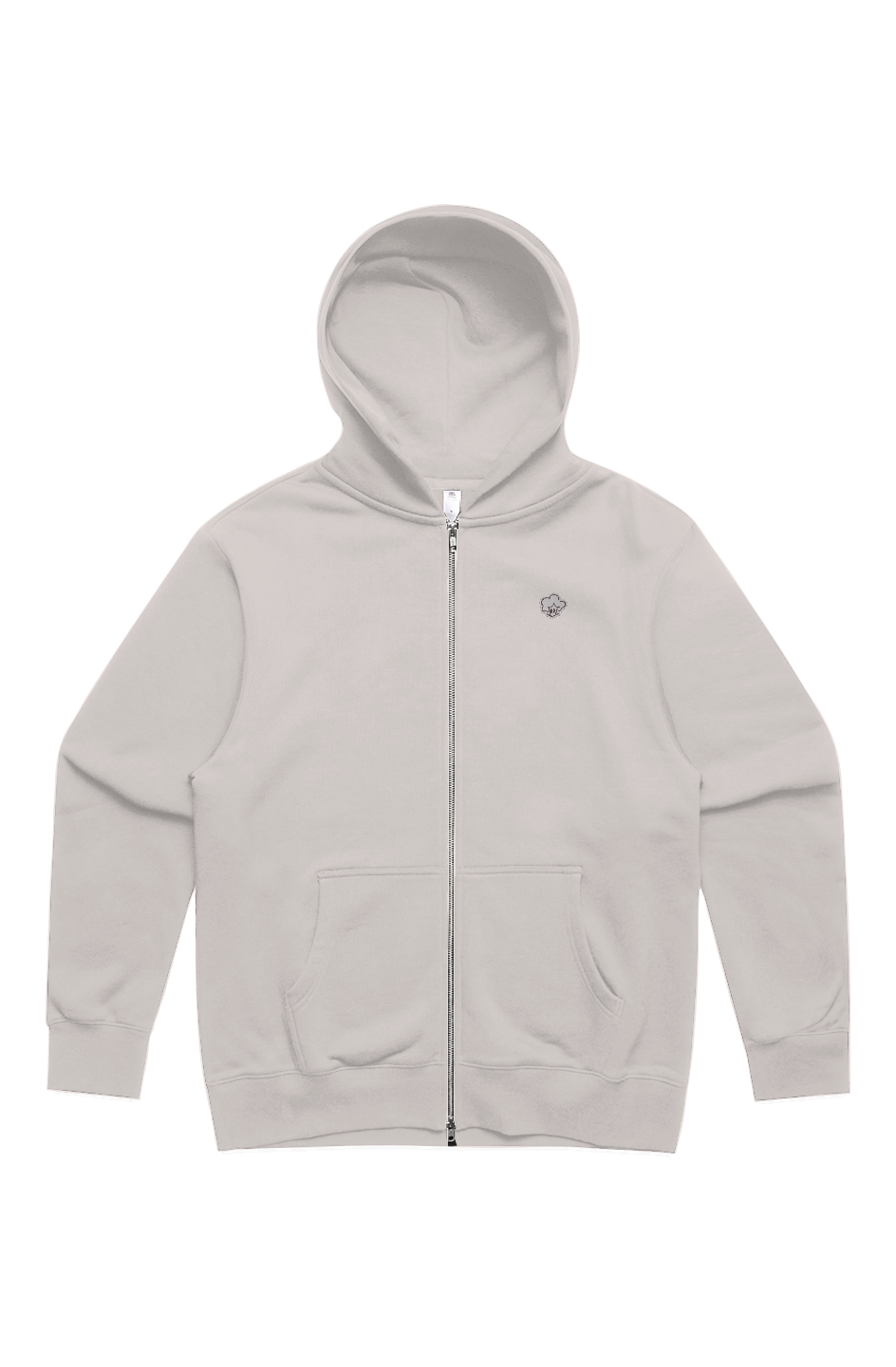 Heavy Zip Hood Silver & Black