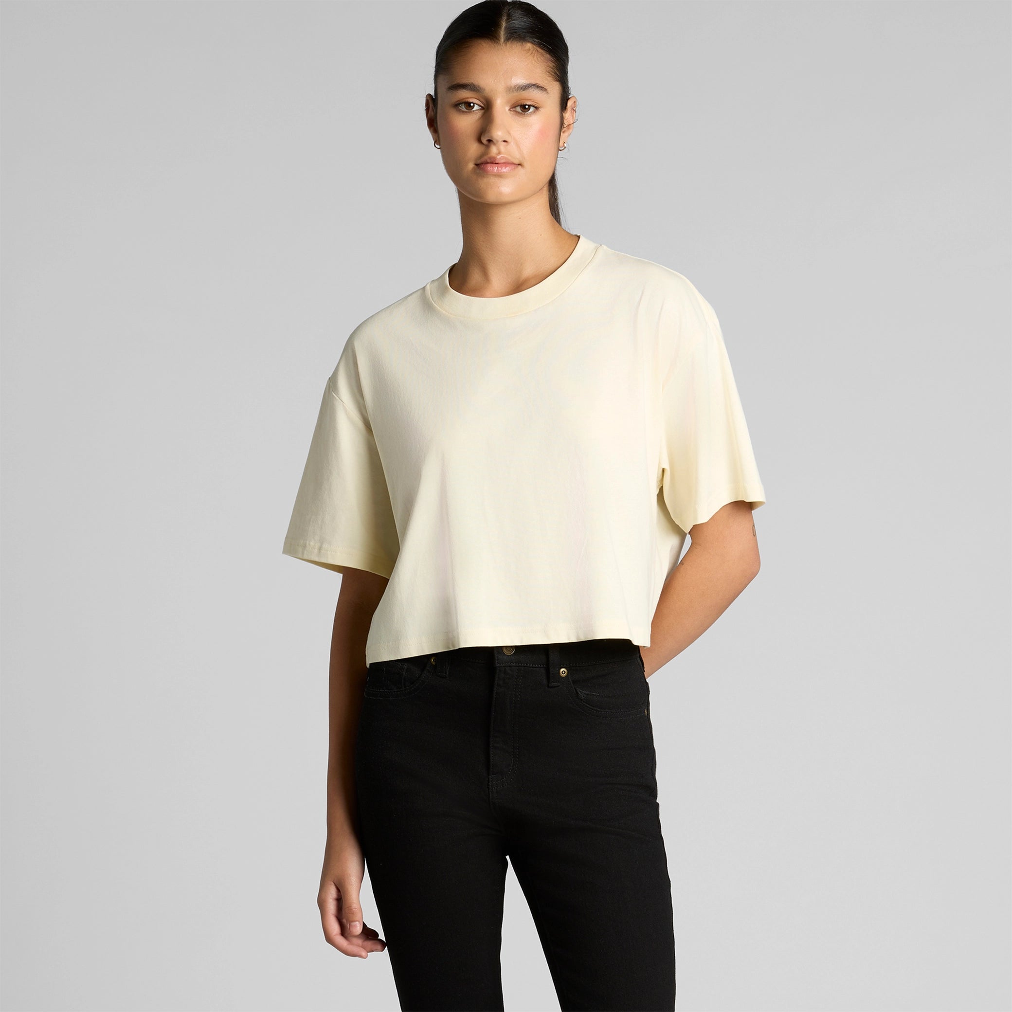 Wo's Crop Tee Silver & Black