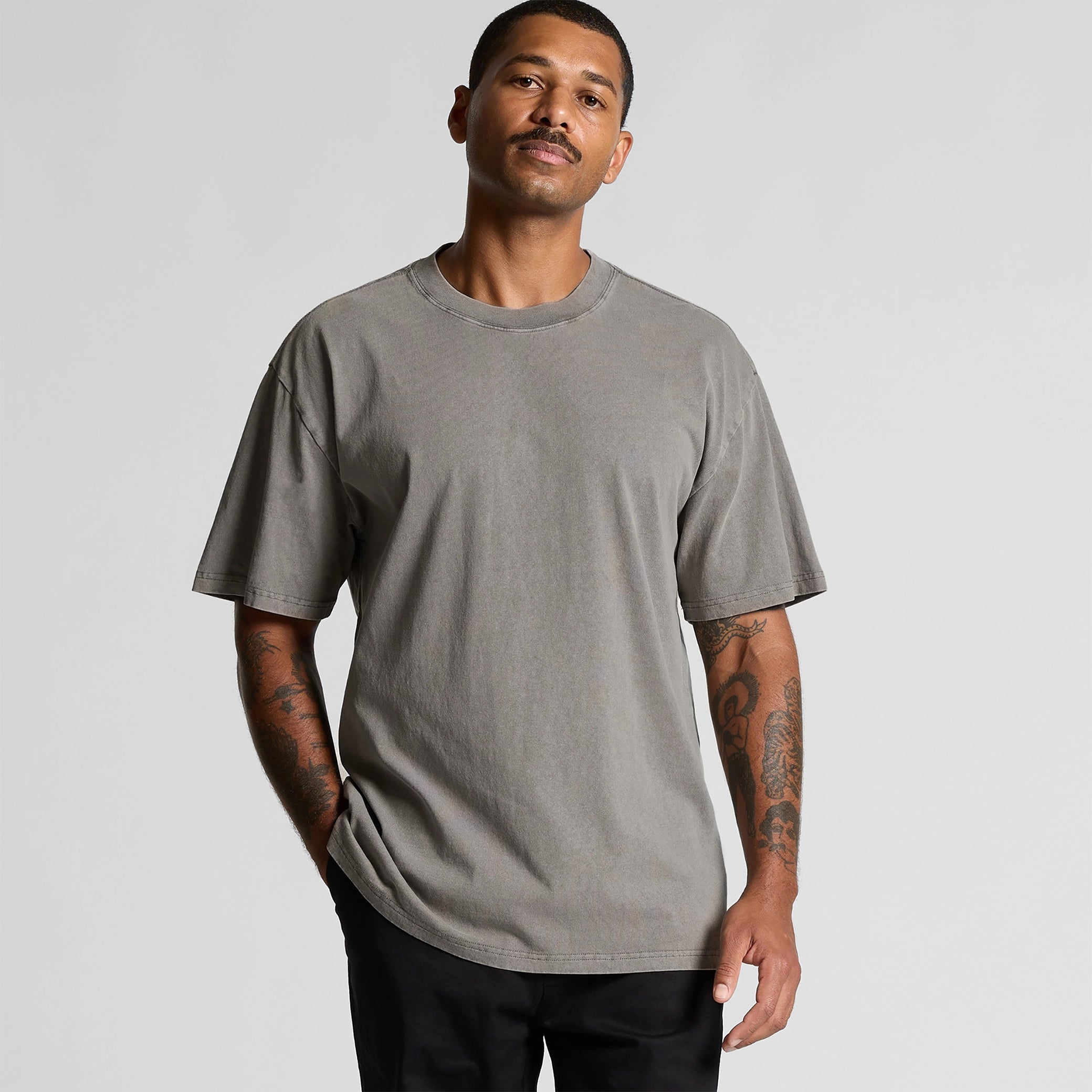 HEAVY FADED TEE Silver & Black